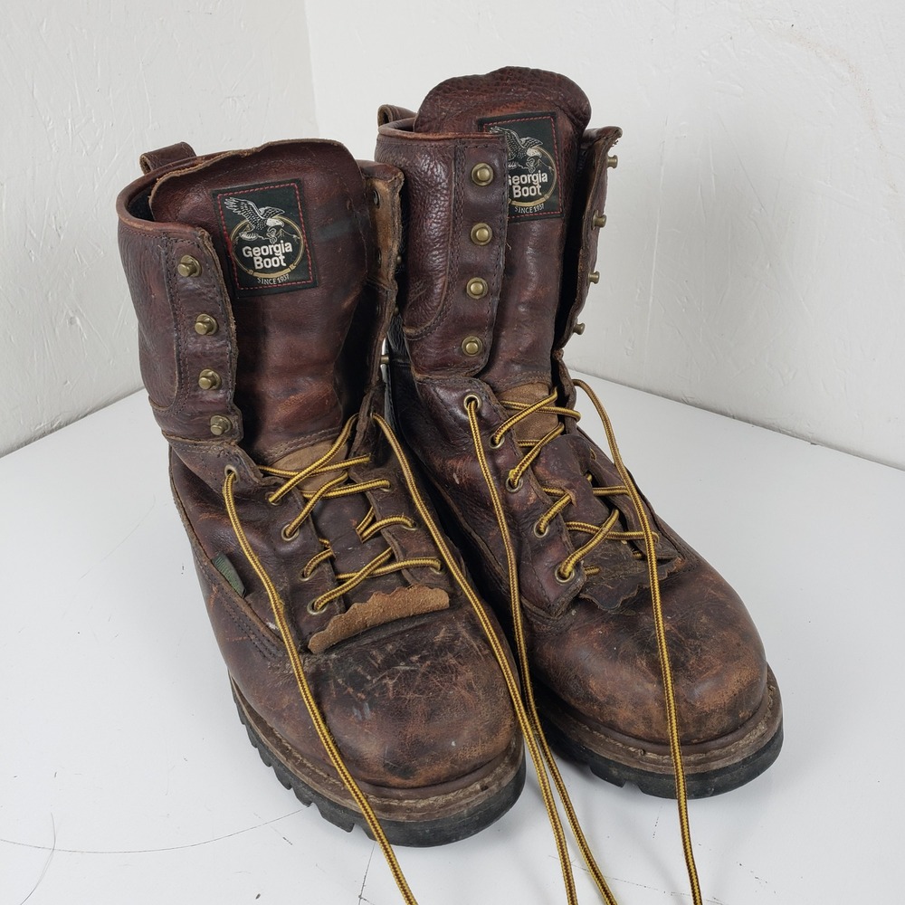 Georgia Boot GB00190 Mens 10.5W Brown Leather Waterproof Thinsulate Logger Boots